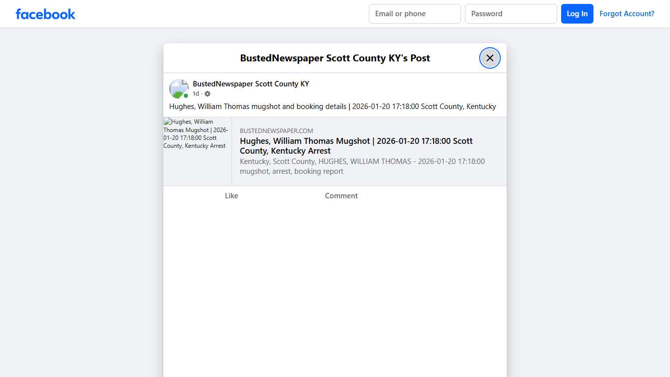 Hughes, William Thomas... - BustedNewspaper Scott County KY Facebook