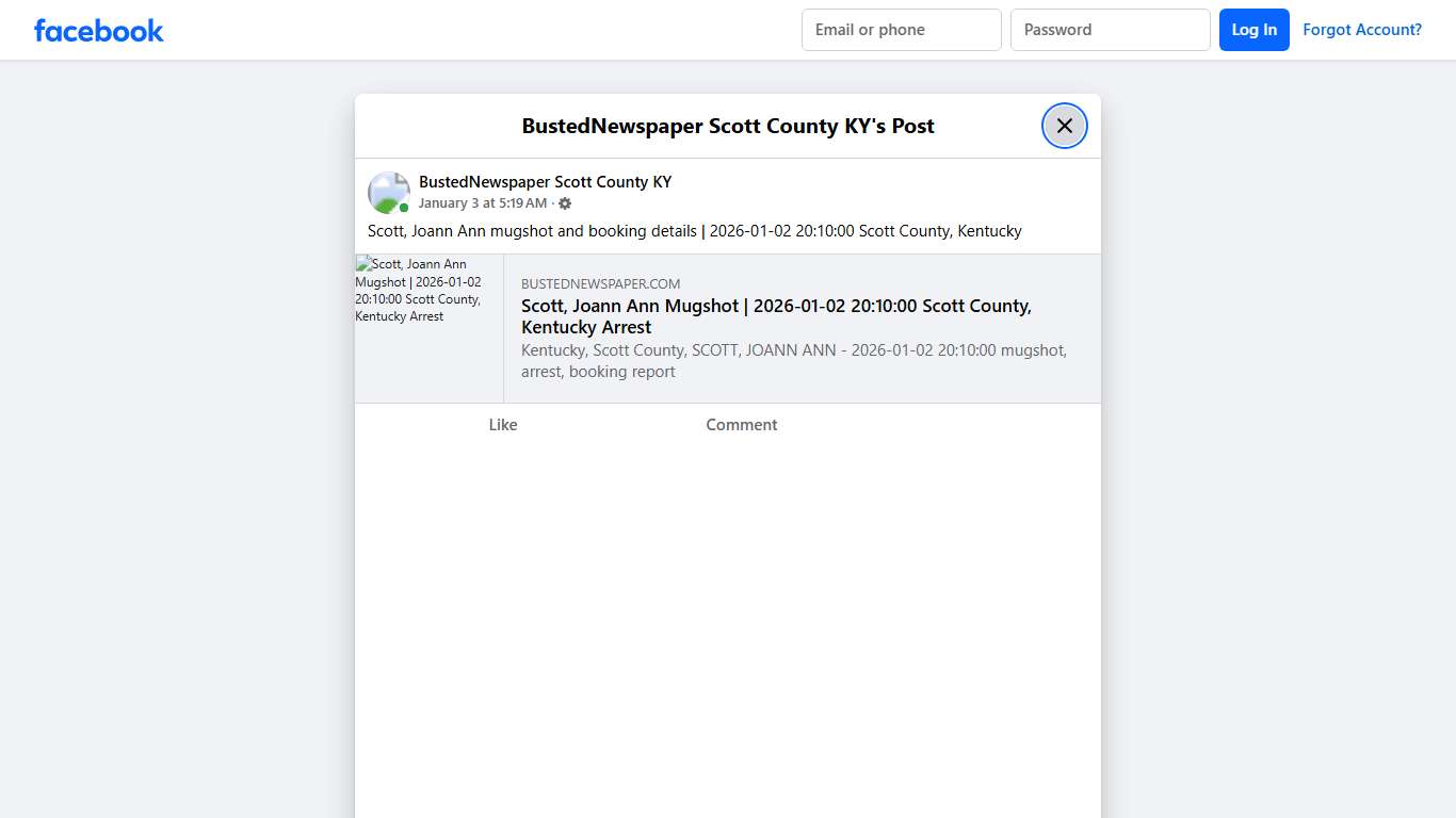 Scott, Joann Ann mugshot... - BustedNewspaper Scott County KY Facebook